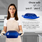 Dutch Oven For Sourdough Bread Baking – Enamelled Cast Iron Bread Loaf Pot – Oven Safe Non Stick Bread Pot – Rectangular, Dark Blue, 24cm x 16cm – by Nuovva