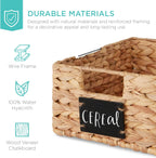 Best Choice Products Set of 4 9x12in Water Hyacinth Pantry Baskets, Woven Organizers w/Chalkboard Label, Chalk Marker - Natural