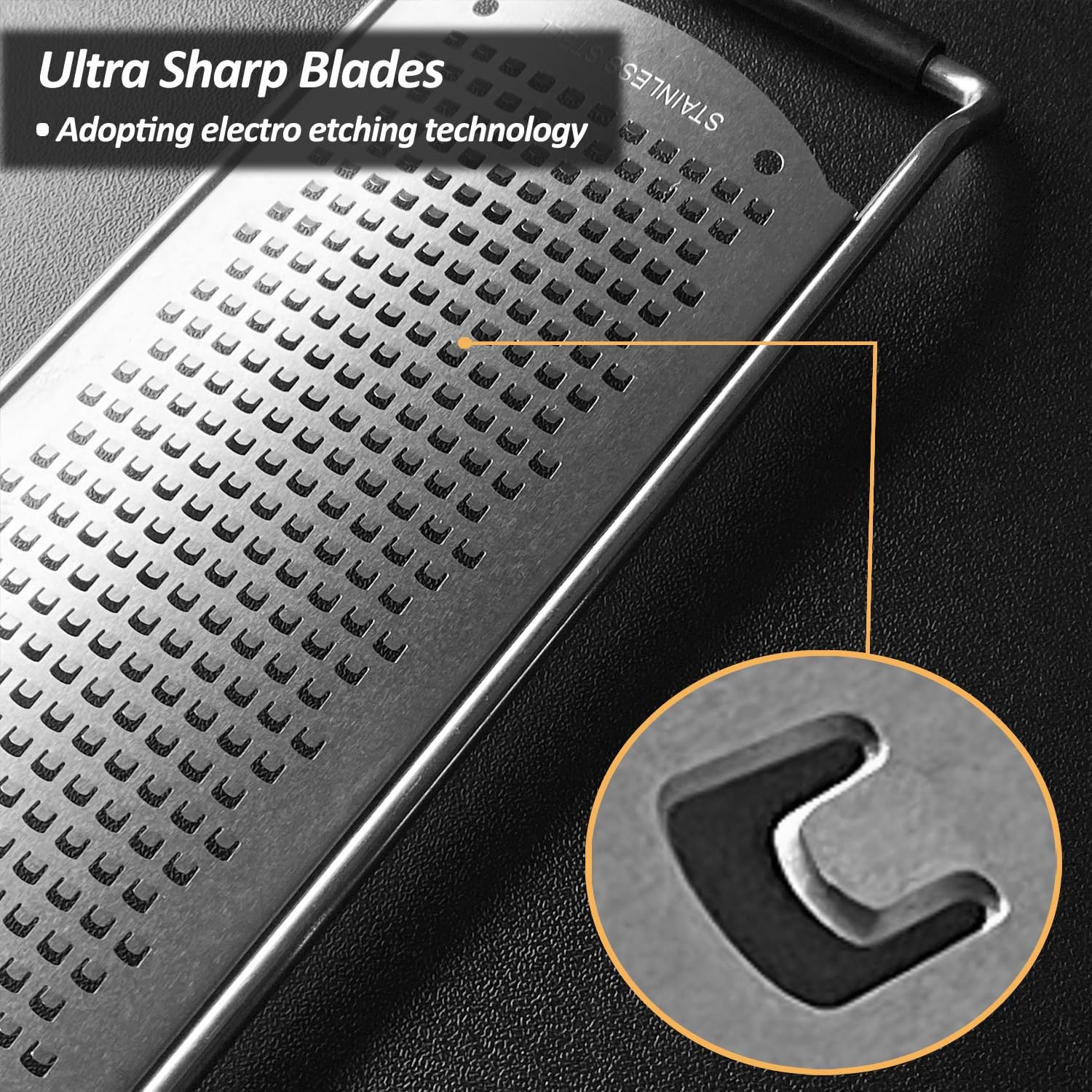 Professional Zester Grater Fine for Hard Cheese, Citrus Fruits, Garlic, Chili, Cinnamon and Nutmeg, Kitchen grater with Razor-Sharp Stainless Steel Blade (Fine)