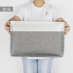 Storage Bins Large Fabric Storage Baskets for Shelves 3 Pack, Decorative Linen Closet Baskets with Handles for Organizing, Shelf, Clothes, Home, Office, 15x11x9.5Inches (Grey&White)