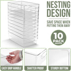 Sorbus 10-Pack Medium Clear Plastic Organizing Bins – Clear Bins for Organizing, Refrigerator Organizers, Fridge Organizer, Pantry Storage, Kitchen Organizer, and Pantry Organizers and Storage Bins
