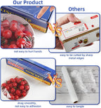 KAMMAK Plastic Food Wrap with Slide Cutter Kitchen Cling Wrap 12 inch Professional BPA Free Polyethylene Materials Quick Cut 750 Ft Food Service Cling Film Wrap for Restaurant