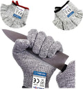 Dowellife Cut Resistant Gloves Food Grade Level 5 Protection, Safety Kitchen Cuts Gloves for Oyster Shucking, Fish Fillet Processing, Mandolin Slicing, Meat Cutting and Wood Carving. (Large-2 Pairs)