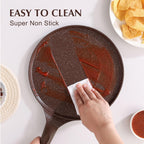 SENSARTE Nonstick Crepe Pan, Swiss Granite Coating Dosa Pan Pancake Flat Skillet Tawa Griddle 10-Inch with Stay-Cool Handle, Induction Compatible (Toffee Brown)