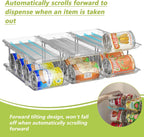 Can Organizer for Pantry Soda Can Organizer Automatic Rolling Food Pantry Storage Rack Can Dispenser for Fridge Holds 24 Cans, Fits 5.8-Inch Soda and Can, Set of 6