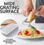 Zulay Kitchen Professional Cheese Grater Stainless Steel - Durable Rust-Proof Metal Lemon Zester Grater With Handle - Flat Handheld Grater For Cheese, Chocolate, Spices, And More - White