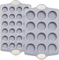 BRONYPRO Ceramic Muffin Pan, 12-Cup and 24-Cup Nonstick Aluminized Steel Mini Cupcake Pans, Healthy Non-Toxic Ceramic Coating Muffin Tin, 2 Pack Cup Cake Pans for Baking Cream