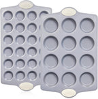 BRONYPRO Ceramic Muffin Pan, 12-Cup and 24-Cup Nonstick Aluminized Steel Mini Cupcake Pans, Healthy Non-Toxic Ceramic Coating Muffin Tin, 2 Pack Cup Cake Pans for Baking Cream