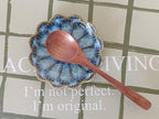 Ceramic Spoon Rest for Stove Top, Flower Cute Spoon Rest for Kitchen Counter, Cooking Spoon Holder for Kitchen Counter, Utensil Rest Spatula Rest Ladle Holder Tong Rest, 1 PC (Retro, Sea Blue)