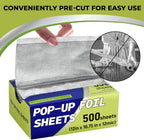 200 Pre-Cut Aluminum Foil Sheets, 9" x 10.75" Pop-Up Foil Sheets for Restaurant Use, Disposable Food Wrapping for Burritos, Hot Dogs, and Sandwiches