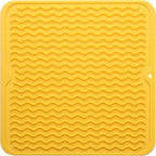 Silicone Dish Drying Mat for Multiple Usage,Easy clean,Eco-friendly,Heat-resistant Silicone Mat for Kitchen Counter or Sink,Refrigerator or Drawer liner Yellow M 12 inches x 12 inches