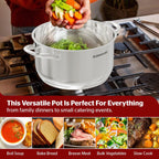 SUNHOUSE 13-Quart Stainless Steel Stockpot w/Tempered Glass Lid - Heavy-Duty, Food-Grade Cookware for Simmering, Boiling, and Induction Cooking - Exceptional Heat Distribution