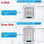 JASIWAY in Sink Dish Drying Rack, Expandable Stainless Steel Dish Drainers for Kitchen Sink, Over Sink Dish Drying Rack with Utensil Holder, 13.1''~16.6''D x 11.8''W, Black