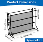 1PCS 4Tier Spice Rack for Counter Free Standing,Spice Rack for Inside Cupboard Hanging Wall Mounted Spice Seasoning Organiser Spice Jars Bottle Organizer for Kitchen Pantry（Black）