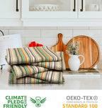 Urban Villa Easter Kitchen Towels,Beige Multi Dobby Stripes,Premium Quality,100% Cotton Dish Towels, Mitered Corners,Ultra Soft (Size: 20x30 Inches), Highly Absorbent Bar & Tea Towels (Set of 6)