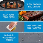 Double Layer Slow Cooker Travel Bag Compatible with 6, 7, 8 Quart Crock-Pot, Insulated Travel Carrier with Easy to Clean Lining, Grey