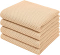Homaxy 100% Cotton Waffle Weave Kitchen Dish Towels, Ultra Soft Absorbent Quick Drying Cleaning Towel, 13 x 28 Inches, 4-Pack, Apricot