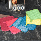 Joyhalo 4 Pack Pot Holders for Kitchen,Cotton Oven Holder with Great Heat Resistance,Non Slip Hot Pads for Kitchen Clearance,Federal Blue