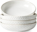 LE TAUCI Pasta Bowls 42oz, Large Salad Bowl, Ceramic Embossment Stoneware Serving Plate for Fruits, Noodle, Dinner, House-warming Wedding Present - 9 Inch, Set of 4, Arctic White