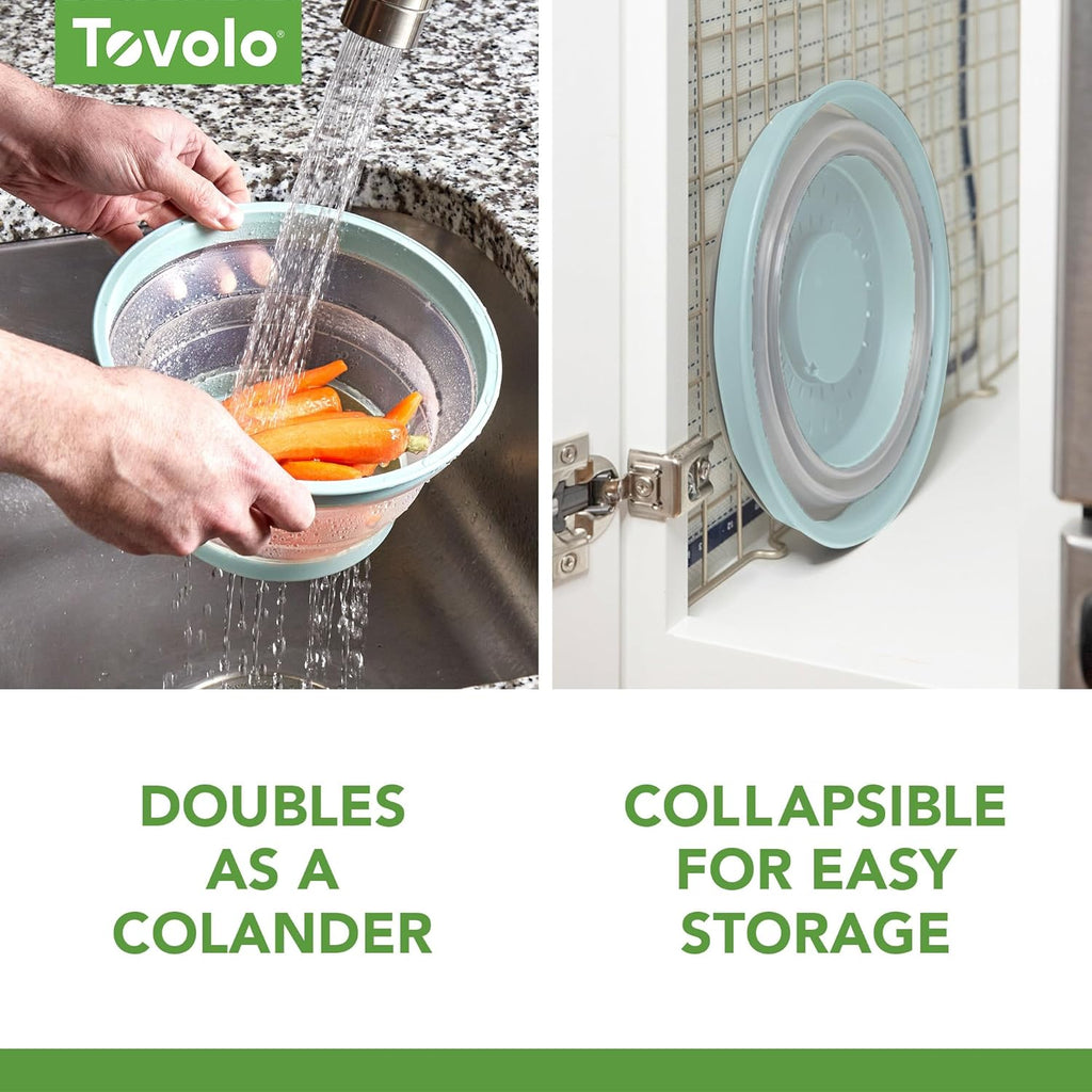 Tovolo Microwave Splatter Cover for Food, Small (Blue Haze) - Collapsible & Vented Silicone Splatter Guard Lid - Microwave Plate & Dish Cover with Handle - BPA-Free Kitchen Gadget for Meal Prep