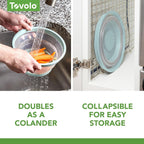 Tovolo Microwave Splatter Cover for Food, Small (Blue Haze) - Collapsible & Vented Silicone Splatter Guard Lid - Microwave Plate & Dish Cover with Handle - BPA-Free Kitchen Gadget for Meal Prep