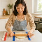 Set of 6 Rolling Pin Guides for Dough Thickness, 100% Silicone Pastry Ruler Baking Strip, Cookie Sticks, Guide Leveler, Measuring Size with Food Grade Precision, for Pastry Perfection, Length 19 Inch