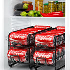 Soda Can Organizer Storage Rack, 2 Pack Stackable Beverage Soda Can Dispenser Organizer Holder for Refrigerator, Cabinet, Pantry (Black)