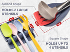 Silicone Spoon Rest for Stove Top, 2 STYLES - HEAT RESISTANT, EASY TO CLEAN Kitchen Spoon Rest for Kitchen Counter, Holds XL Utensils, Safe on GLASS & INDUCTION Cooktops, DOESN’T BREAK if Dropped