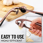 Zulay Kitchen Premium Garlic Press Set - Rust Proof & Dishwasher Safe Professional Garlic Mincer Tool - Easy-Squeeze, Easy-Clean with Soft, Ergonomic Handle - Silicone Garlic Peeler & Brush (Copper)