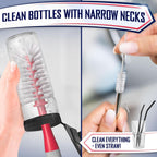 Dish Brush Set of 4 - Kitchen Scrub Brushes with Non-Slip Long Handle for Cleaning, Scrubber, Dishwashing, Dishes, Bottles, Straws, Cups, Pots & Sink, Red