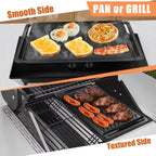 Cast Iron Griddle for Stove Top Large Flat Top Double Griddle Pan for Gas Grill, Fits Two Burners, for Gas, Electric, Ceramic Stovetops, Indoor & Outdoor Cooking - 19" x 10"
