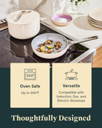 Caraway Mini Cookware Set - Non-Stick Ceramic Fry Pan (1.05 qt, 8") Sauce Pan (1.75 qt) & Storage Rack - Non Toxic, PTFE & PFOA Free - Oven Safe & Stovetop Agnostic (Gas, Electric & Induction) - Sage