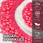Deep Pink Pearl Sprinkles, Edible Candy Sugar Pearls, 150g/5.29oz, Pink Sprinkles for Cake Decorating, Baking Cake Decorations, Ice Cream Toppers, Cupcakes, Wedding Party Chirstmas Supplies