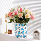 Kitchen Utensil Holder,7.2″Extra Large Stable Pattern Ceramic Utensil Crock,Utensil Organizer for Countertop,Kitchen Decor,Utensil Holder for Housewarming,Wedding Gift (Teal Blue)