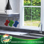 Silicone Scrubbing Pad Sponges by SCRUBIT - Real Silicon Non Scratch Kitchen Scrubber - Non Smell Cleaning Sponges for Kitchen Dishes - Reusable Soft Dish Sponge - Blue Red Green Pads (3 Pack)