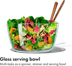 OXO Good Grips Glass Salad Spinner - Large 6.22-Qt Lettuce & Fruit Washer, Borosilicate Glass Bowl, BPA-Free, Easy Pump