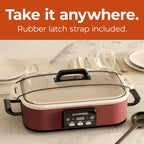 Magnifique 4 Quart Casserole Digital Slow Cooker, Premium Ceramic Bakeware for Oven, Dishwasher Safe Baking Dish, Red