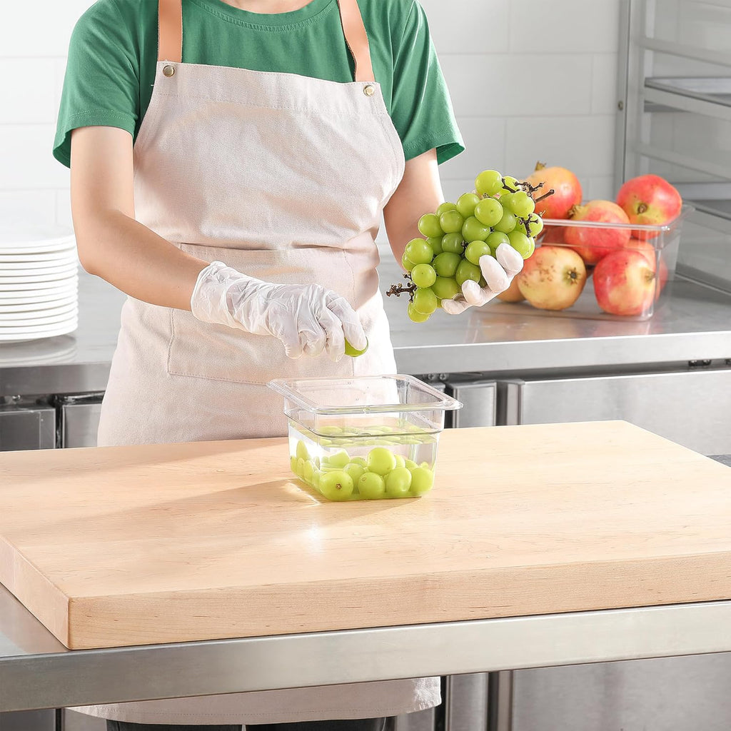 1/6 Size Food Pan 6 Packs 4 Inch Deep Clear Food Storage Containers BPA-free Polycarbonate Commercial Hotel Pan for Kitchen Business Use and Food Prep Freezer-safe