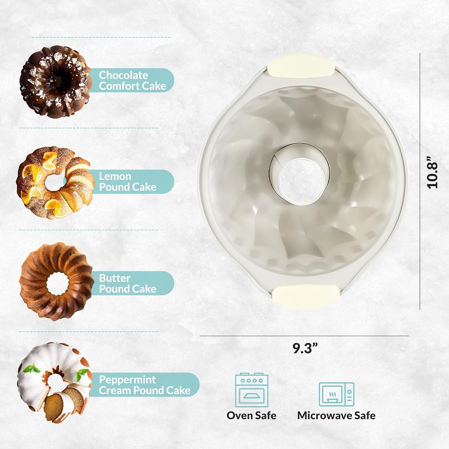 Boxiki Kitchen Premium Non-Stick Fluted Cake Pan - Ceramic Bakeware for Perfect Pound Cakes, Chocoflan & More - Durable & Easy Release