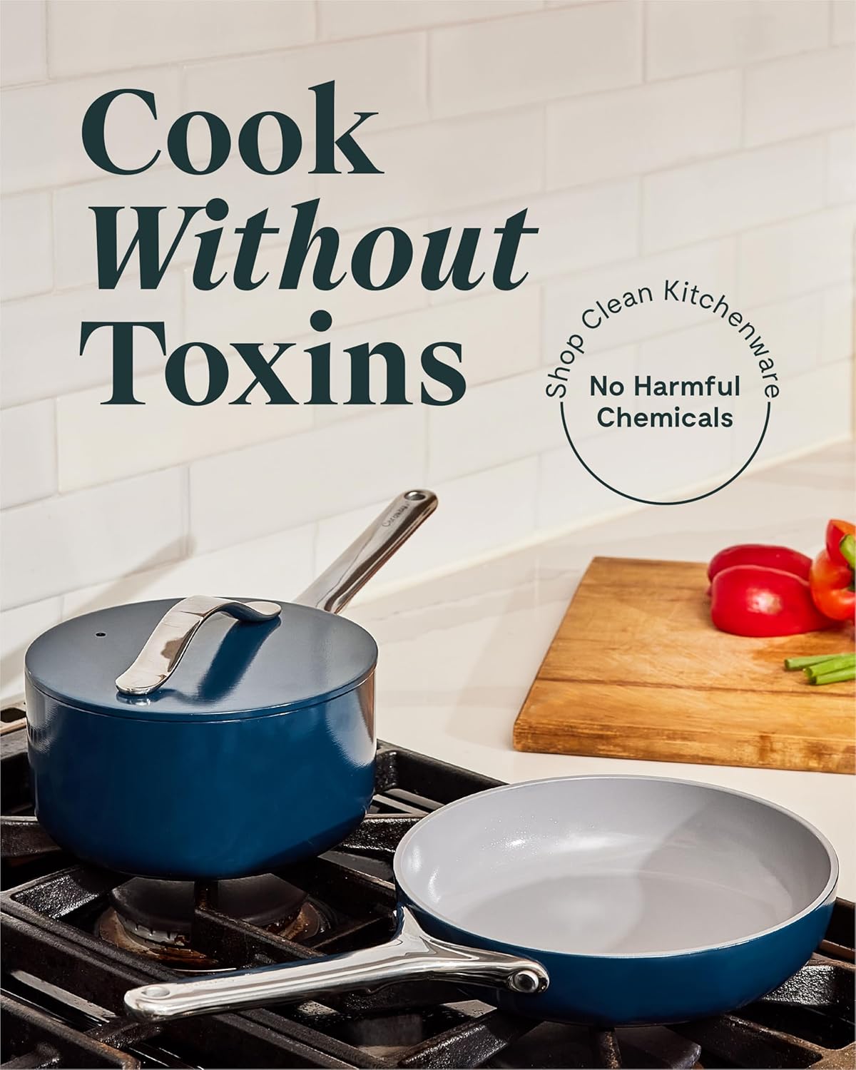 Caraway Mini Cookware Set - Non-Stick Ceramic Fry Pan (1.05 qt, 8") & Sauce Pan (1.75 qt) - Non Toxic, PTFE & PFOA Free - Oven Safe & Stovetop Agnostic (Gas, Electric & Induction) - Perracotta