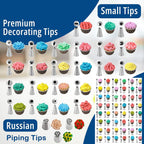 204 PCS Cake Decorating Kit, Aluminum Rotating Turntable Stand, Baking Supplies Kit Set with 4 Springform Pan Sets, 55 Icing Piping Nozzles, Cake Topper, Icing Spatula, Scraper, Pro Baking Tools