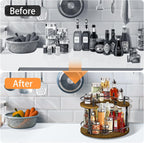 2-Tier Lazy Susan Organizer Turntable Spice Organization U-Shape 11.8" Rotating Spice Rack Height Adjustable for Cabinet, Pantry, Kitchen Countertop, Party