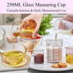 High Borosilicate Glass Measuring Cup Set-V-Shaped Spout，Includes 250ml(8OZ), 500ml(16OZ), and 1000ml(32OZ) Glass Measuring Beaker for Kitchen or Restaurant, Easy to Read