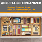 SpaceAid 21-Piece Bamboo Drawer Organizer Storage Boxes Set, Wood Tray Junk Drawer Organizers Multi-Use Divider Bins for Kitchen, Bathroom, Office Desk and Makeup Organization (21 Pack, Natural)