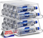 Sorbus Water Bottle Organizer for Fridge – Holds 9 Bottles – Clear BPA-Free Stackable Storage Bin with Lid – Water Bottle Dispenser for Refrigerator, Pantry, Cabinet, Kitchen, Drink Organizer