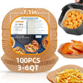 Air Fryer Paper Liners for 3-6 Qt, 7.1 x 7.1 inch Thickened Square Disposable Parchment Liner compatible with Ninja AF141/Chefman/Instant Pot/Cosori Airfryers