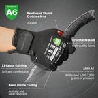 FreezeGuard Winter Work Gloves for Men and Women, ANSI A6 Cut Resistant Gloves With Super Grip, Freezer Glove for Work, Touchscreen, Thermal Insulated, PR3388, Non PFAS, Black Knight (L, 1 Pair)