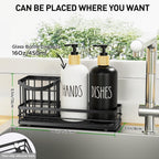 Moforoco Kitchen Dish Soap Dispenser Set, 16OZ Glass Bottle, Hand and Dish Soap Dispenser Set, Instant Dry Tray, Non-Slip Silicone Pad, Brush Holder with Sponge Holder, Kitchen Decor