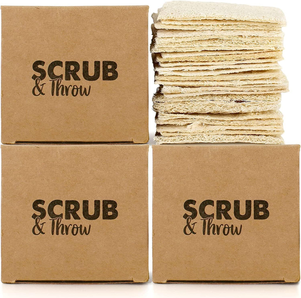 Scrub & Throw Natural Loofah Sponges, Multipurpose Dish Sponges, Non-Scratch Kitchen Sponges, (Pack of 90) for Cleaning Kitchen, Bathroom, and Household
