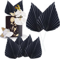 Gyufise 6Pcs Paper Palm Fan Cake Toppers Palm Spear Leaves Fan Cupcake Toppers Cake Insert Decorations Craft DIY Cake Bakeware Decoration for Birthday Party Wedding Party Decor Supplies Black